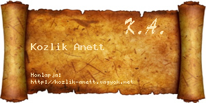 Kozlik Anett névjegykártya