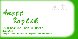 anett kozlik business card